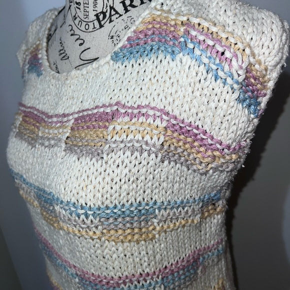 VTG College Town Hand Knit Top Silk Blend Pastel Size Medium - Picture 3 of 10